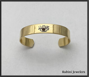 Brass Cuff Bracelet Engraved with Rubini Evil Eye Design