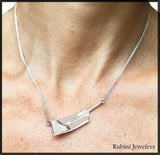 Long Rowing Blade Rowing Necklace with Double Chain by Rubini Jewelers