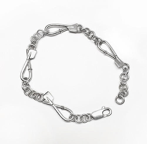 Looped Over Oars Link Silver Rowing Bracelet by Rubini Jewelers