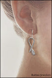 Sterling Silver Looped Over Tulip Blade Oar on Wire Dangle Earrings, by Rubini Jewelers