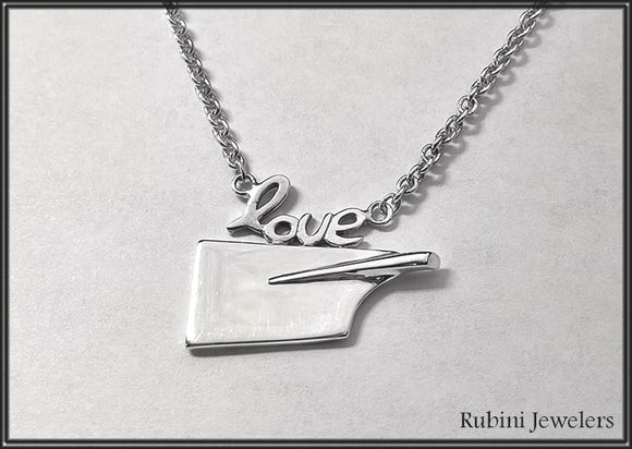 Love Hatchet Oar Cable Chain Necklace- Sterlign Silver, by Rubini Jewelers