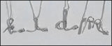 Lower Case Script Initial k i d m with Petite Rowing Hatchet Blade Pendants by Rubini Jewelers