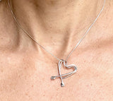 Medium Double Free Form Rowing Heart with Petite Oar Blades Pendant by Rubini Jewelers