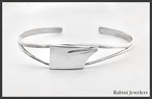 Medium Hatchet Oar Blade in Thin Split Cuff Rowing Bracelet by Rubini Jewelers