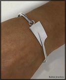 Medium Rowing Blade Modified Hinge Bracelet Sterling Silver by Rubini Jewelers