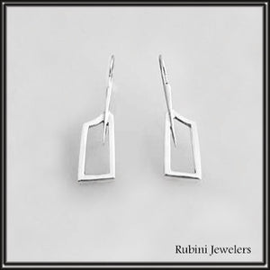 Medium Rowing Hatchet Blade Outlines Wire Earrings by Rubini Jewelers
