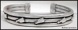 Men's Cuff Bracelet: heavy triple wire w/ rowing 8 blades by Rubini Jewelers
