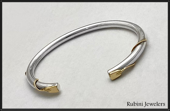 Men's Cuff Bracelet with Gold Mini Blades & 1/4 Twist by Rubini Jewelers