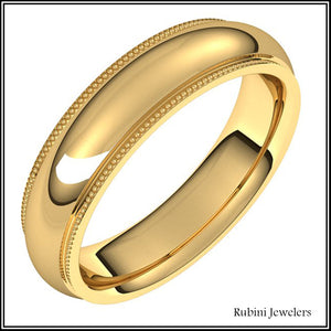 14Kt Yellow Gold Milgrain Edge Comfort Fit Band at Rubini Jewelers