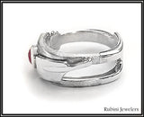 Modern Split Square Rowing Ring with Ruby by Rubini Jewelers