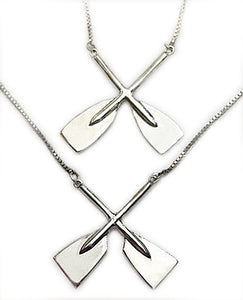 Large Crossed Oars with Box Chain Rowing Necklace by Rubini Jewelers