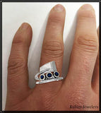 Oar Wrap Ring with Three 4mm Sapphires by Rubini Jewelers