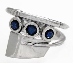 Oar Wrap Ring with Three 4mm Sapphires by Rubini Jewelers