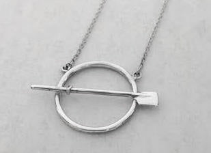 Open Circle with Oar Rowing Necklace by Rubini Jewelers