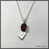 Garnet Rowing Necklace and Small Hatchet Oar on Chain by Rubini Jewelers