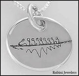 Oval Laser Engraved with Abstract Eight Oared Boat #3 Pendant by Rubini Jewelers