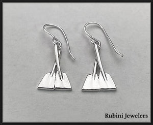 Overlapping Half Hatchet Oars Dangle Rowing Earrings by Rubini Jewelers