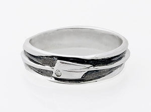 Oxidized Oar Band with Diamond Rowing Ring by Rubini Jewelers