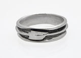 Oxidized Solid Band with Rowing Oar in Rims Ring by Rubini Jewelers
