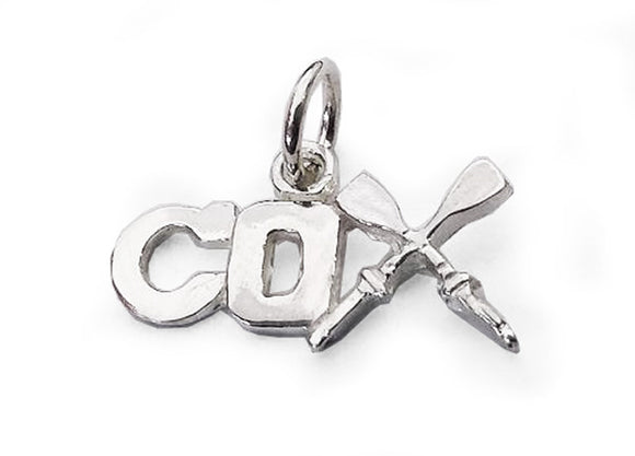Small COX Pendant with Rowing Crossed Oars by Rubini Jewelers