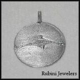 Small Single Rower (1x) on Oval Disc Pendant by Rubini Jewelers