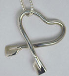 Small Freeform Floating Heart with 2 Petite Rowing Blades Pendant Sterling Silver by Rubini Jewelers