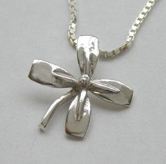 Four Rowing Tulip Blades Flower Pendant Sterling Silver, by Rubini Jewelers