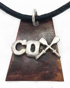 Pendant: Copper Trapezoid w/ Sterling 'Cox' by Rubini Jewelers