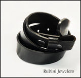 Rugged Black Full Grain Leather Belt from Rubini Jewelers
