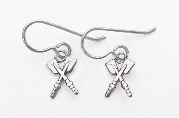 Petite Crossed Hatchet Oars on Wire Dangle Earrings, by Rubini Jewelers