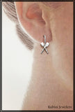 Petite Crossed Oars Soldered French Wire Earrings Made by Rubini Jewelers.