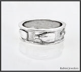 Petite Rowing Blades on Solid Band with Rims Ring by Rubini Jewelers