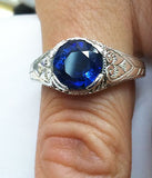 Sterling Silver Filigree Ring With Difused Sapphire