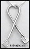 Ribbon Style with 2 Petite Rowing Blades Pendant by Rubini Jewelers
