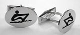 Sterling Silver Rower-Engraved Ovals Cuff Links by Rubini Jewelers