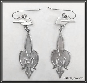 Rowing Blades and Fleur de Lis Dangle Earrings by Rubini Jewelers