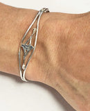 Frontview Single Sculler in Thin Split Cuff Rowing Bracelet by Rubini Jewelers