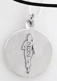Runner Outline with Distance on Disc Pendant/Charm by Rubini Jewelers