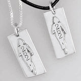 Runner with Distance on Rectangular Pendant by Rubini Jewelers