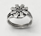 Spinnable Flower of Eight Rowing Hatchet Blades Ring by Rubini Jewelers