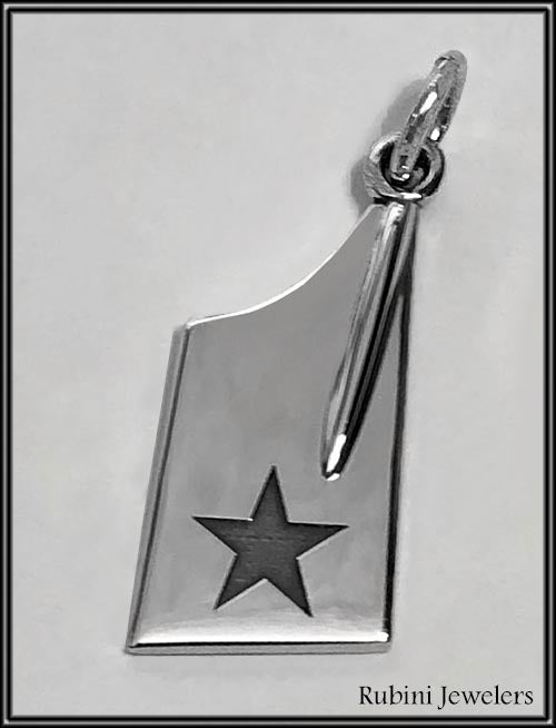 Medium Rowing Blade Charm or Pendant Engraved with a Star by Rubini Jewelers