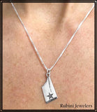 Medium Rowing Blade Charm or Pendant Engraved with a Star by Rubini Jewelers