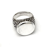 Moon Crater Shank and Oval Top Men's Silver Signet Ring by Rubini Jewelers