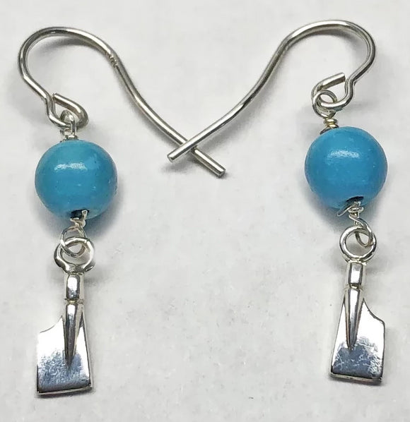 SS Stabilized Turquoise with Mini Blades Dangle Earrings