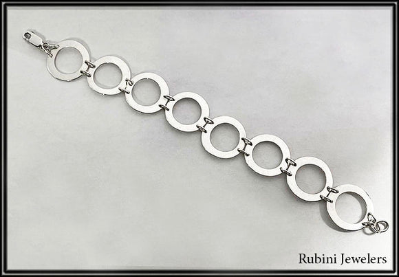 Silver Open Circles Linked Bracelet
