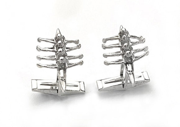 Sculler Quad Rowing Boat Cuff Links Sterling Silver made by Rubini Jewelers