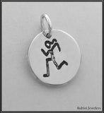 Silver Disc Charm/Pendant Engraved with Runner Design by Rubini Jewelers