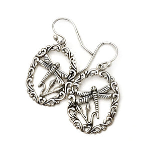 Sterling Silver Dragonfly Dangle Earrings at Rubini Jewelers