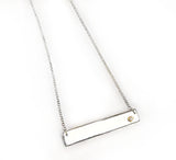 Sterling Silver Bar Necklace with Diamond in 14Kt Yellow Gold by Rubini Jewelers