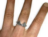 Two Striped Triangles Silver Ring by Rubini Jewelers